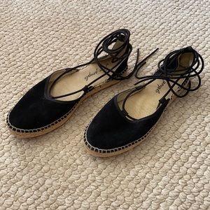 Free People Black Suede Lace Up Espadrilles